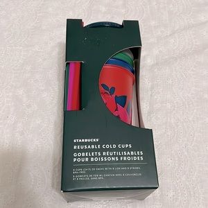 Starbucks holiday themed reusable cold cups 24oz each